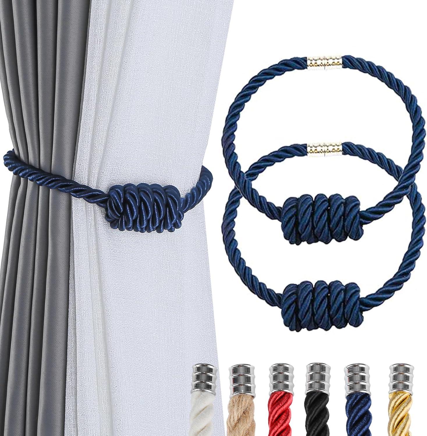 Fenghuangwu 2Pack Magnetic Curtain Tiebacks – Bohemian Style Handmade Woven Tie-Backs for