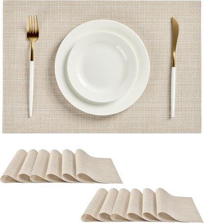 Leetaltree Beige Placemats Set of 12 - Heat Resistant Non-Slip Place mats for Dining Table