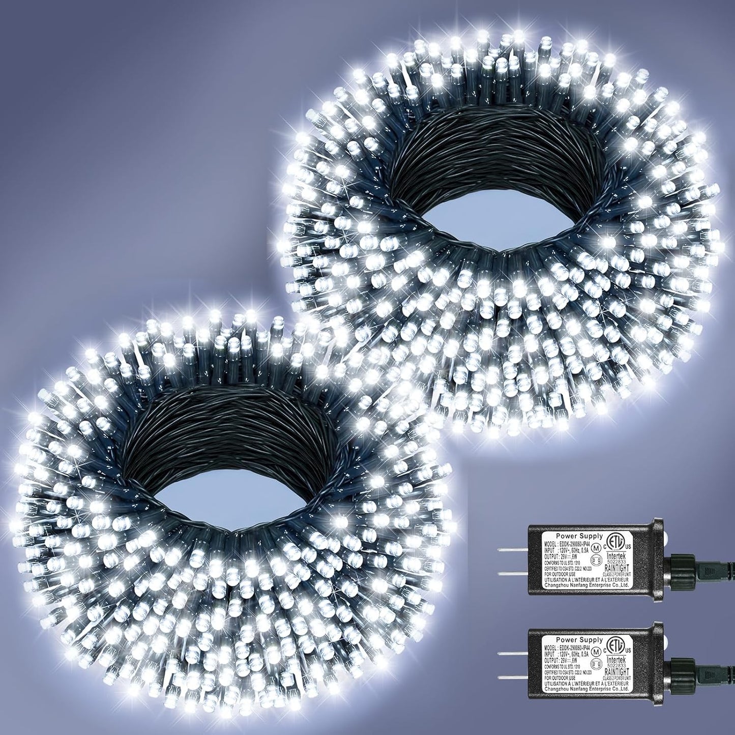 2 Pack Christmas Lights Outdoor, Total 200FT 600LED Christmas Tree Lights with 8 Modes Waterproof