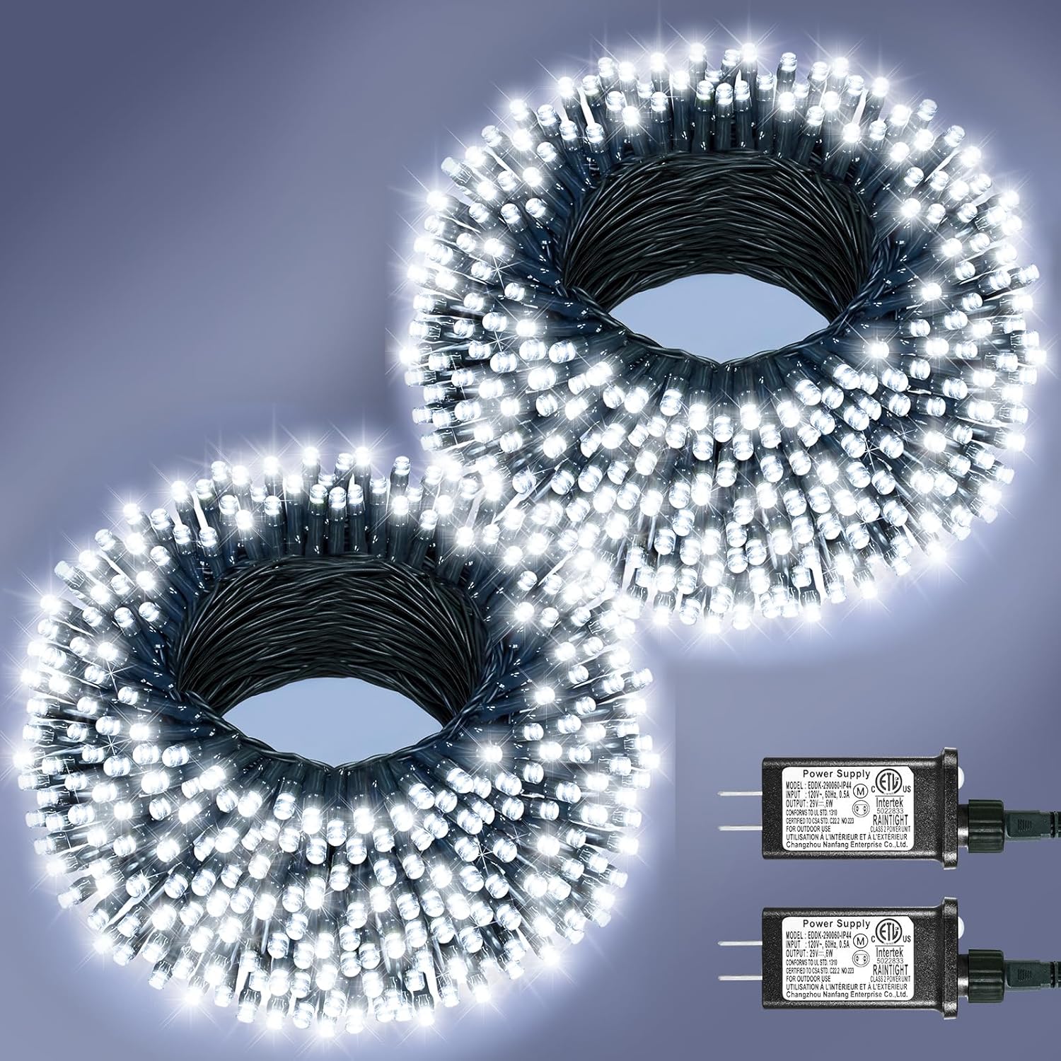 2 Pack Christmas Lights Outdoor, Total 200FT 600LED Christmas Tree Lights with 8 Modes Waterproof