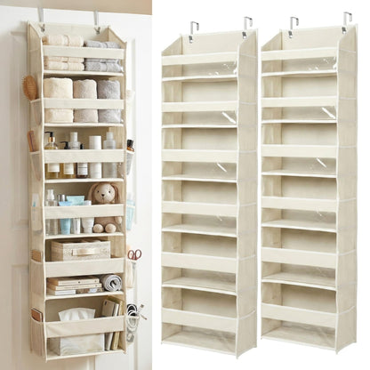 HOMELUX THEORY Over the Door Organizer, 6-Tier, 100D Fabric, Ivory 2pc