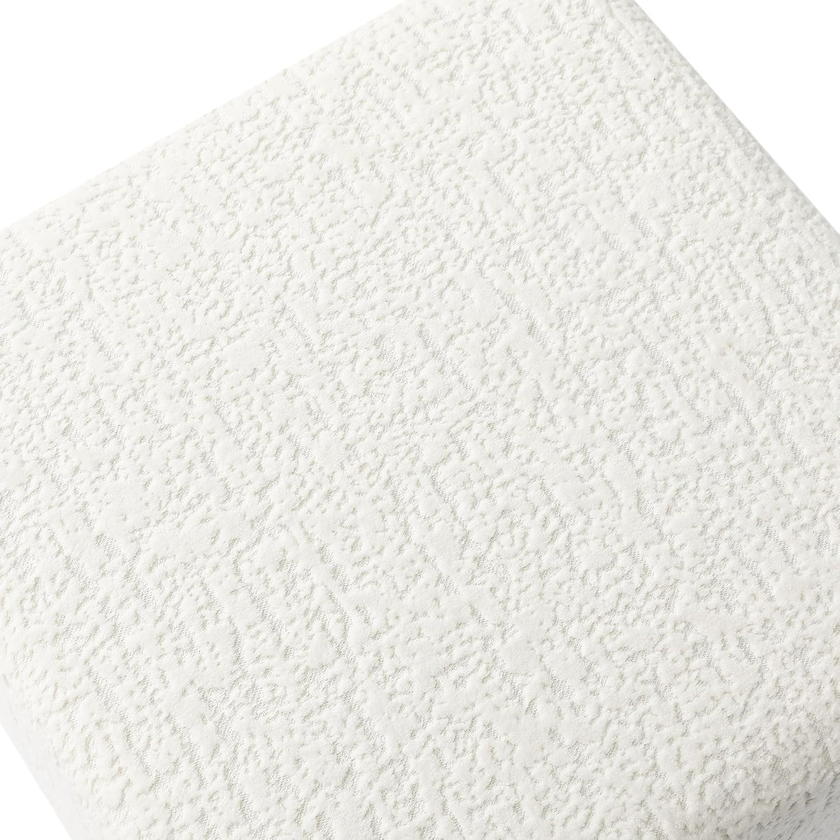 Adeco 18 Inch High Faux Fur White Cube Ottoman Storage, 3D Embossed Velvet Chair Foot Stools