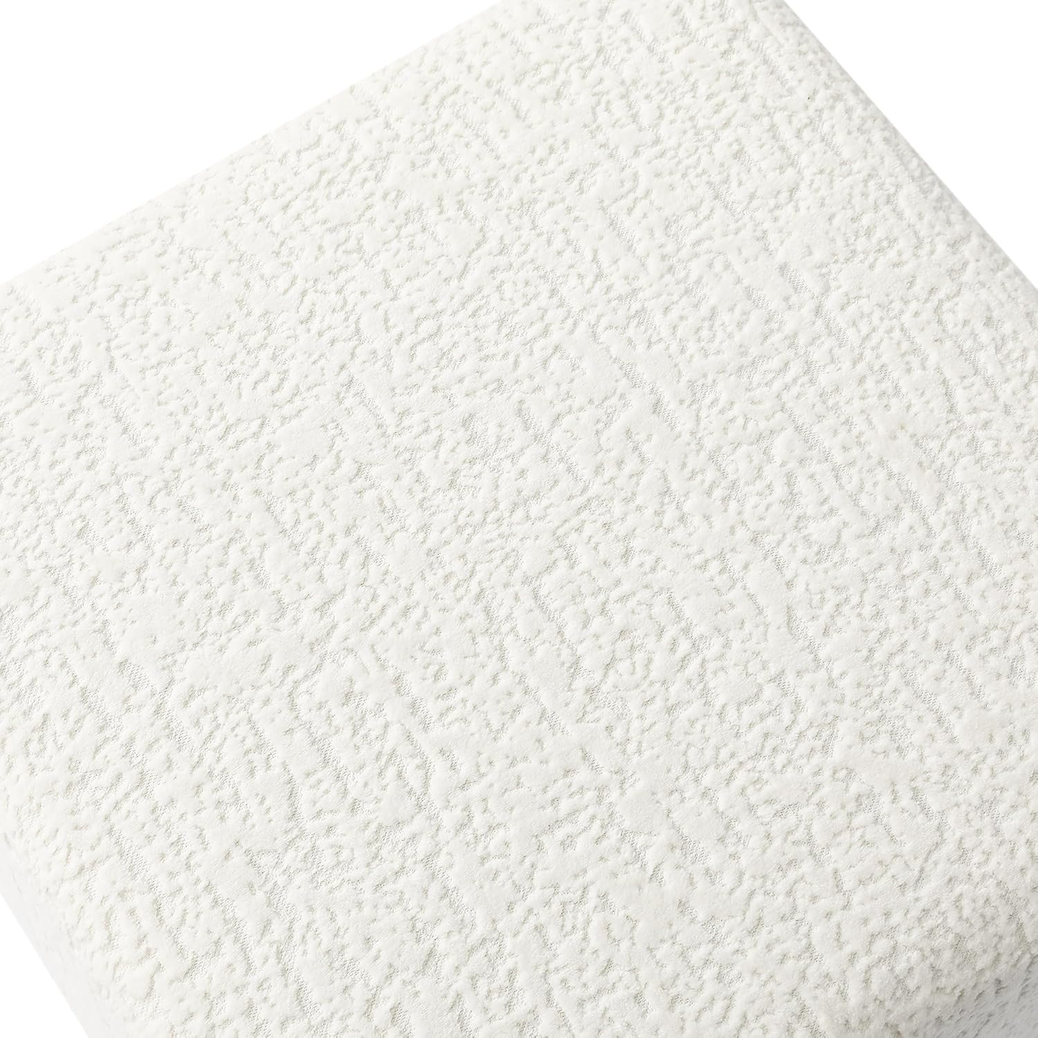Adeco 18 Inch High Faux Fur White Cube Ottoman Storage, 3D Embossed Velvet Chair Foot Stools