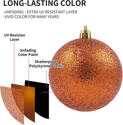 LANGXUN 36pcs Copper Orange Christmas Tree Decorations Balls, Bolas De Navidad, 2025 Christmas