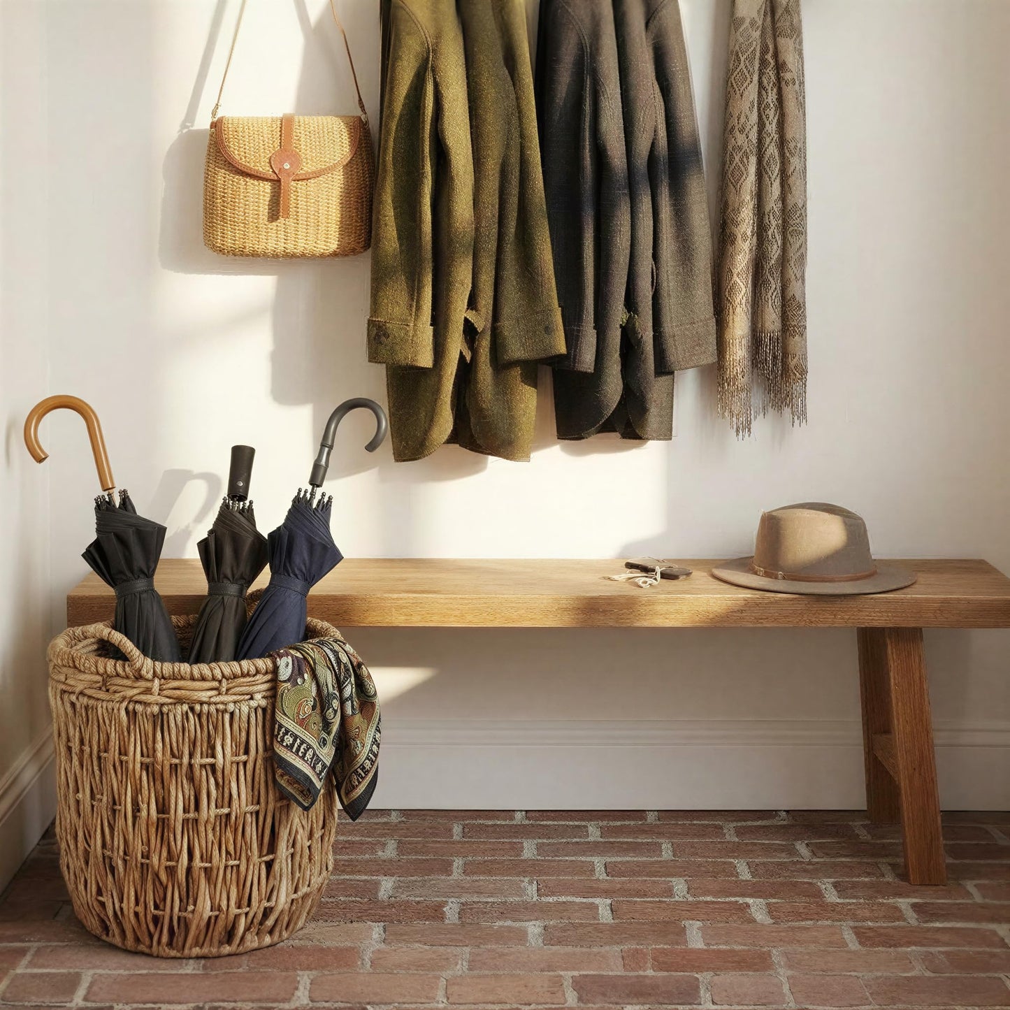 Household Essentials Brown Tall Round Wicker Storage Basket 19'' x 25''