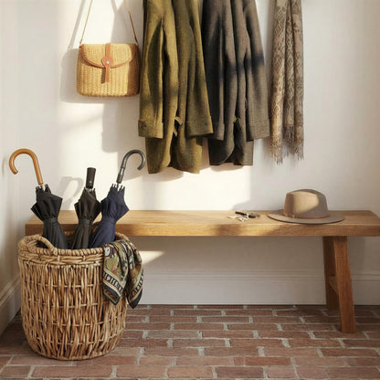 Household Essentials Brown Tall Round Wicker Storage Basket 19'' x 25''