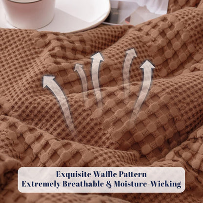 PHF Cooling Waffle Blanket Queen Size,Lightweight 60% Rayon Derived from Bamboo & 40% Cotton