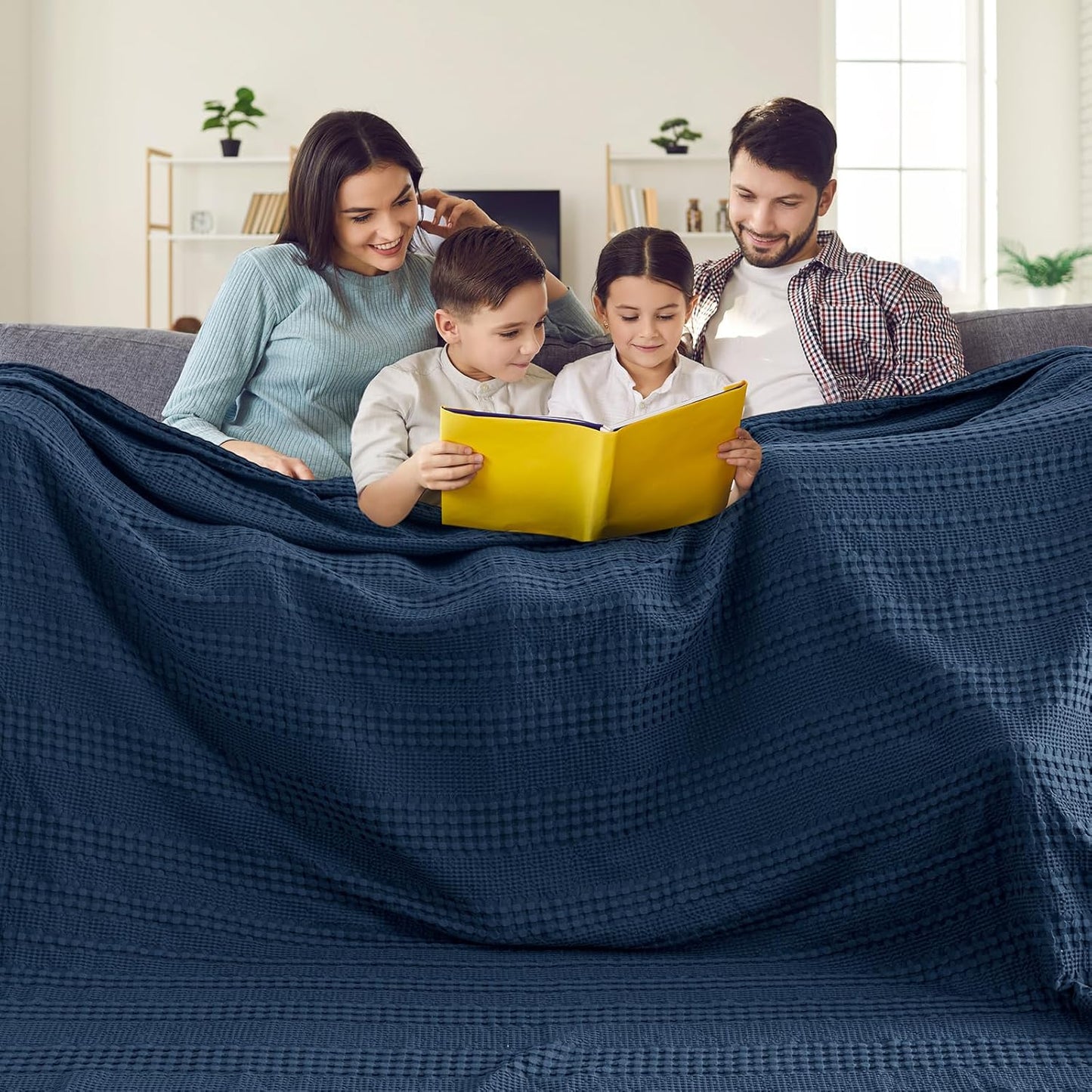 PHF Cooling Waffle Blanket California King Size, Lightweight 60% Rayon Derived from Bamboo & 40%