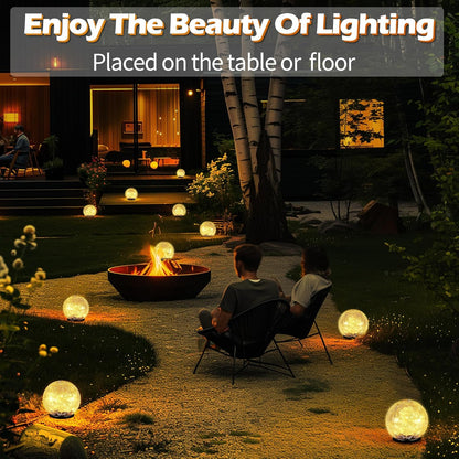 Garden Solar Ball Lights Outdoor Waterproof, 50 LED Cracked Glass Globe Solar Power Ground Lights