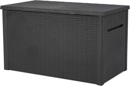 Keter Java XXL 230 Gallon Resin Rattan Look Large Outdoor Storage Deck Box for Patio Furniture