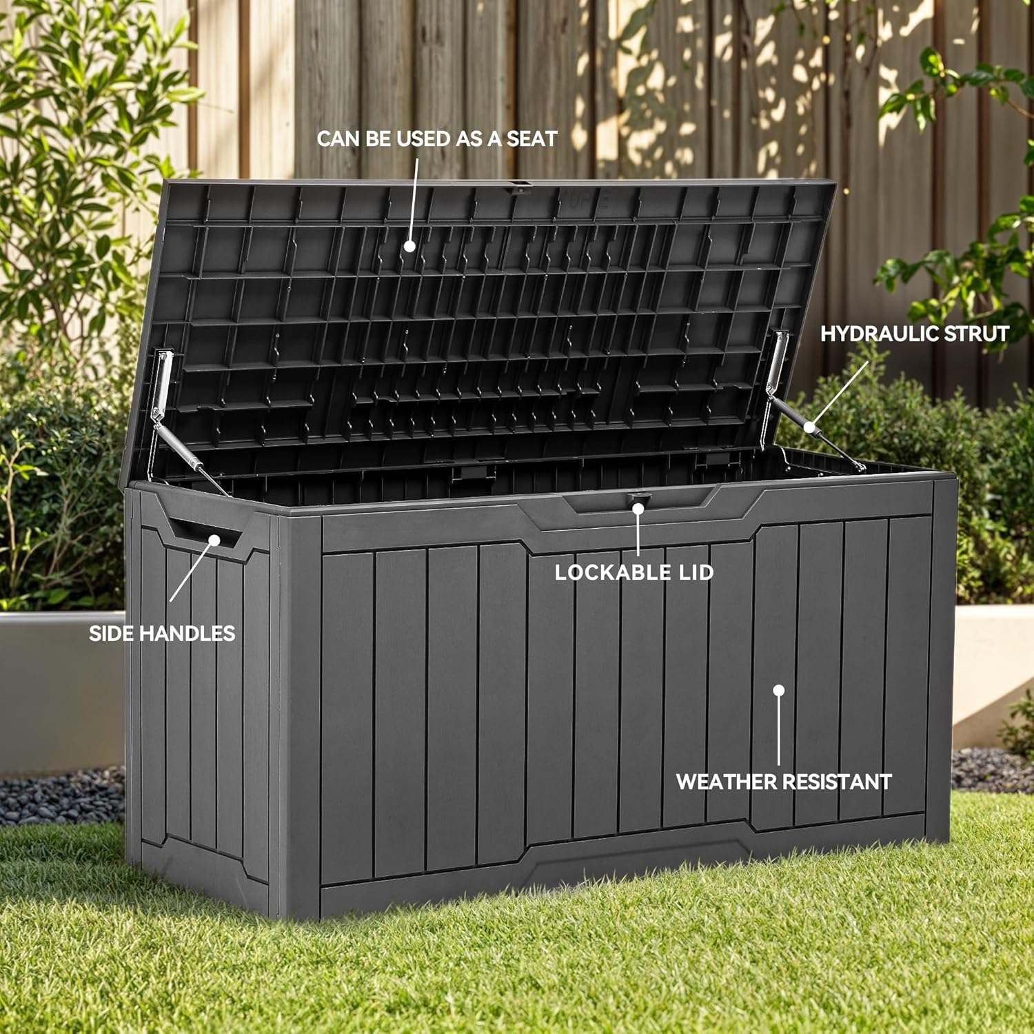 YITAHOME 80 Gallon Outdoor Storage Box, Large Water Resistant Resin Deck Box, Indoor Outdoor