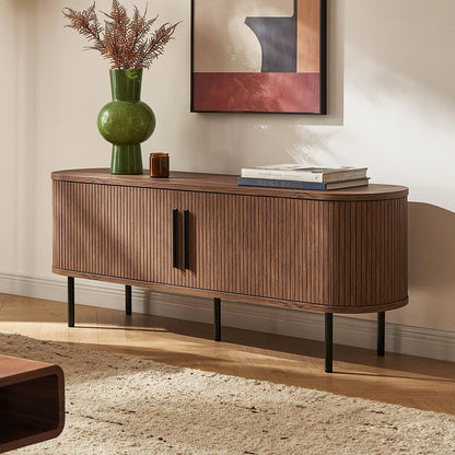 mopio Quin TV Stand, Mid Century Modern for 55/60/65 inch TV, Farmhouse TV Stand, Entertainment