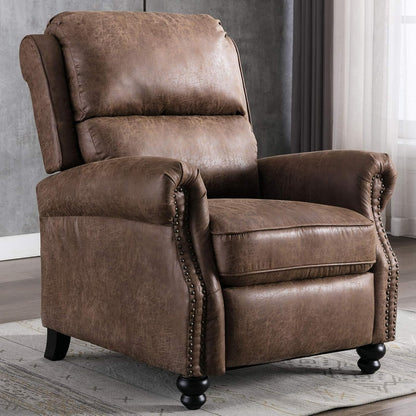 CANMOV Pushback Recliner Chair Faux Leather Armchair Push Back Recliner with Rivet Decoration
