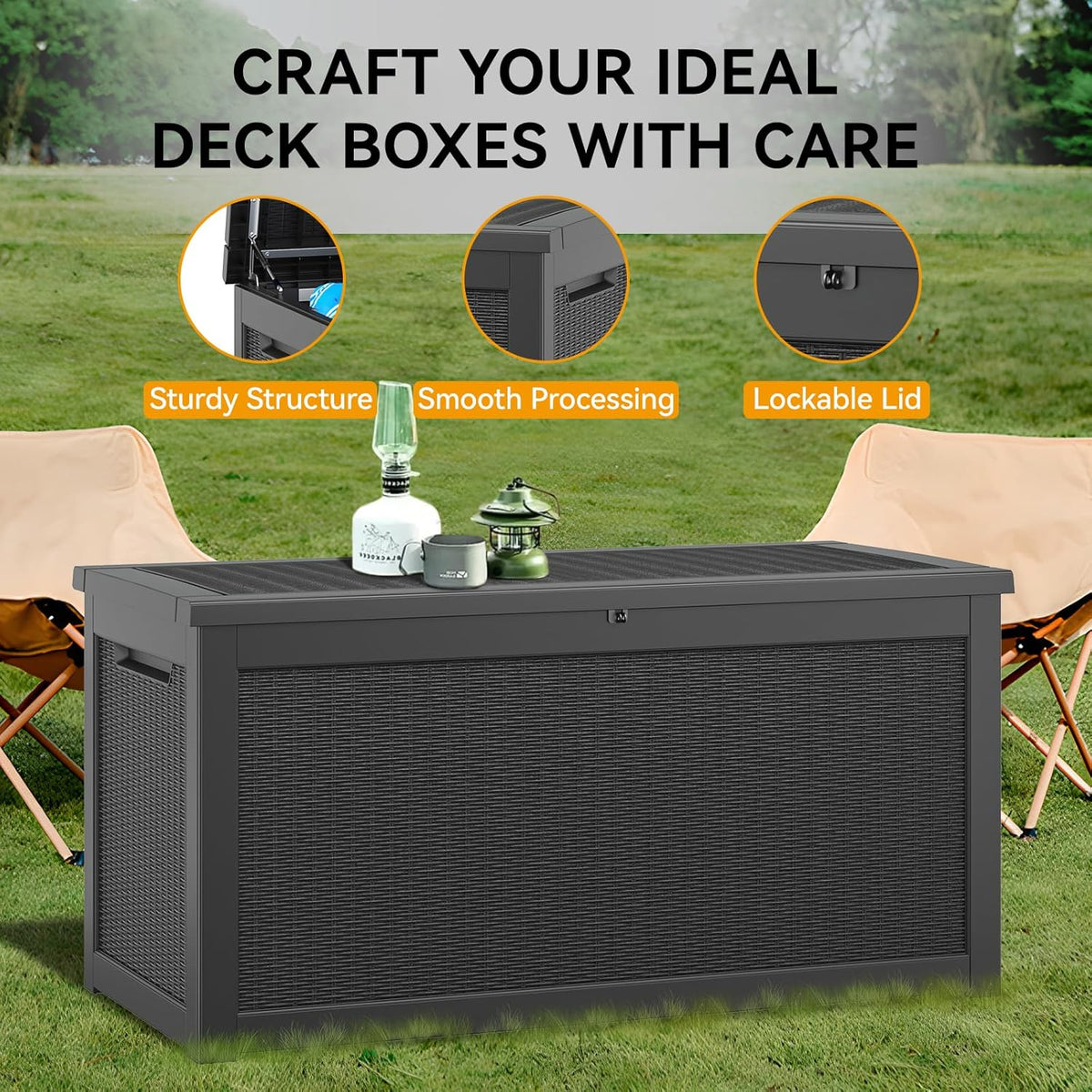 KAMABOKO 260 Gallon Outdoor Storage Box, Resin Deck Boxes Indoor and outdoor, Waterproof Storage