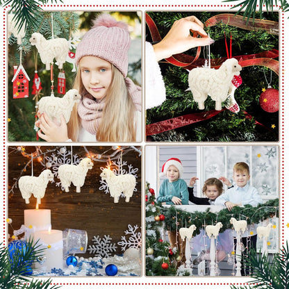 Jenaai 3 Pieces Felt Sheep Christmas Ornaments Sheep Decorative Hanging Ornaments Vintage Farm