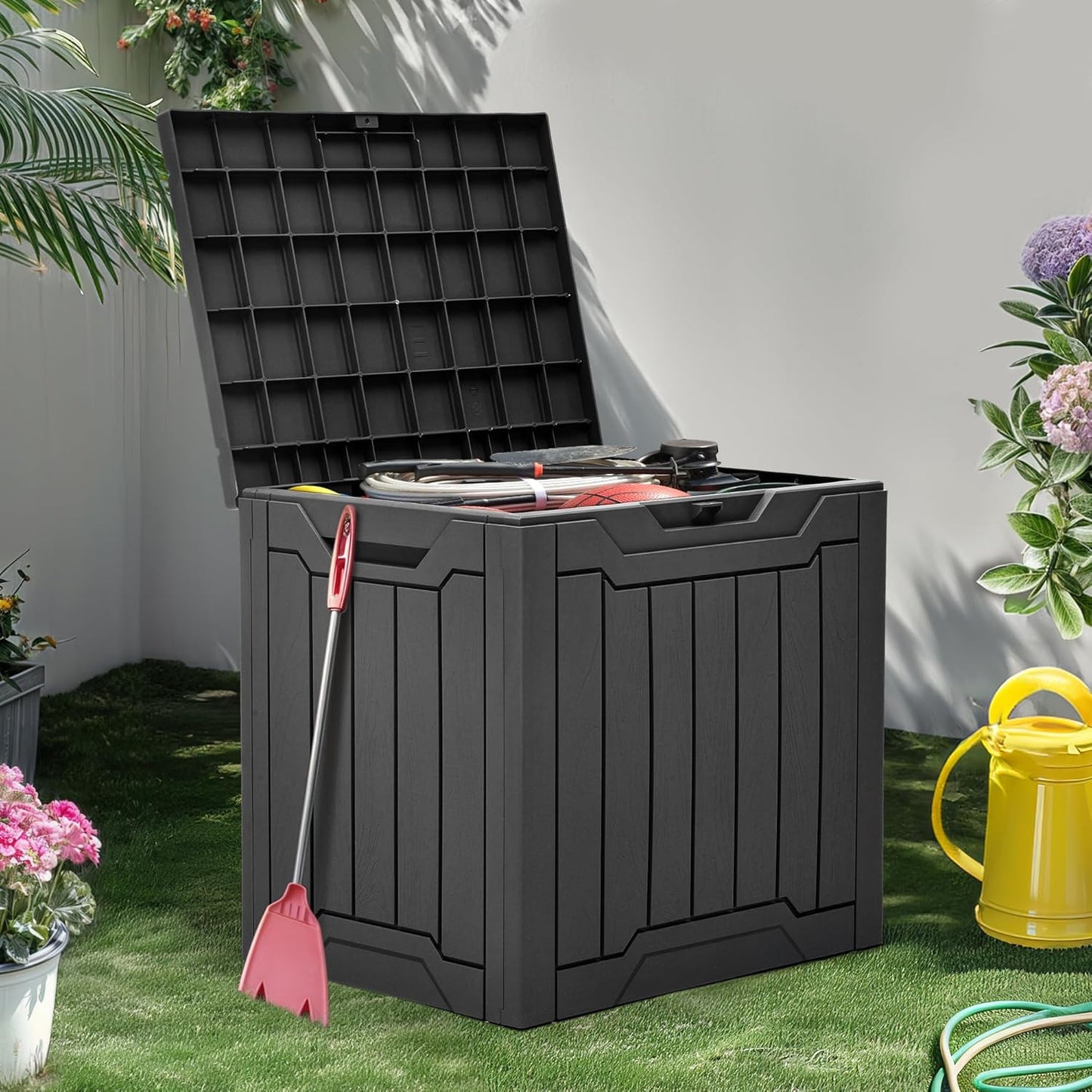 YITAHOME 31 Gallon Resin Deck Box Outdoor Storage Box and Waterproof Package Delivery Box with