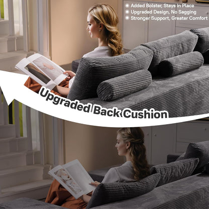 104" Cloud Sectional Couches for Living Room,L Shaped Boneless Couch in A Box,Sleeper Sofa with