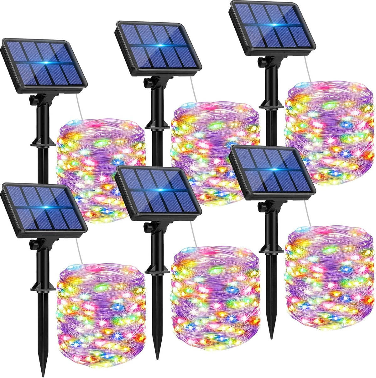 6 Pack Solar String Lights for Outside - 480LED 198FT Solar Fairy Lights Outdoor Waterproof 8
