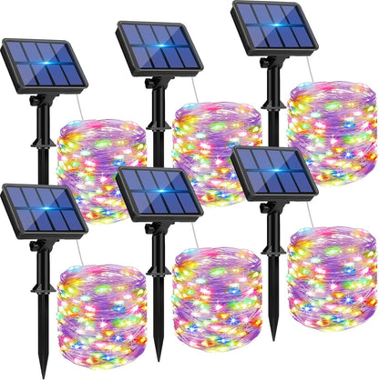 6 Pack Solar String Lights for Outside - 480LED 198FT Solar Fairy Lights Outdoor Waterproof 8