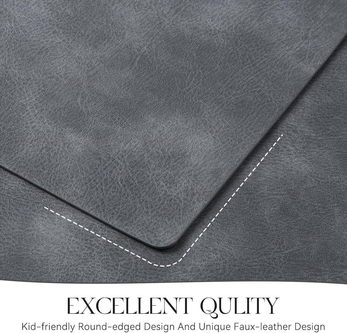 MOSAYT Vinyl Placemats Set of 8-12 X 17 Inch - Faux Leather 100% Waterproof Oil-Proof Wipeable PU