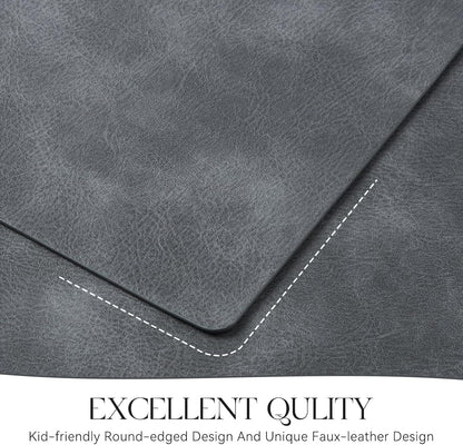 MOSAYT Vinyl Placemats Set of 8-12 X 17 Inch - Faux Leather 100% Waterproof Oil-Proof Wipeable PU