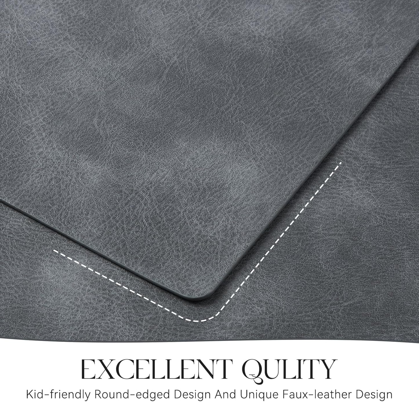 MOSAYT Vinyl Placemats Set of 6-12 X 17 Inch - Faux Leather 100% Waterproof Oil-Proof Wipeable PU