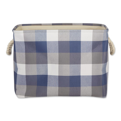 DII Buffalo Check Storage Bin, Medium Rectangle, 16x10x12, Tri Color Blue