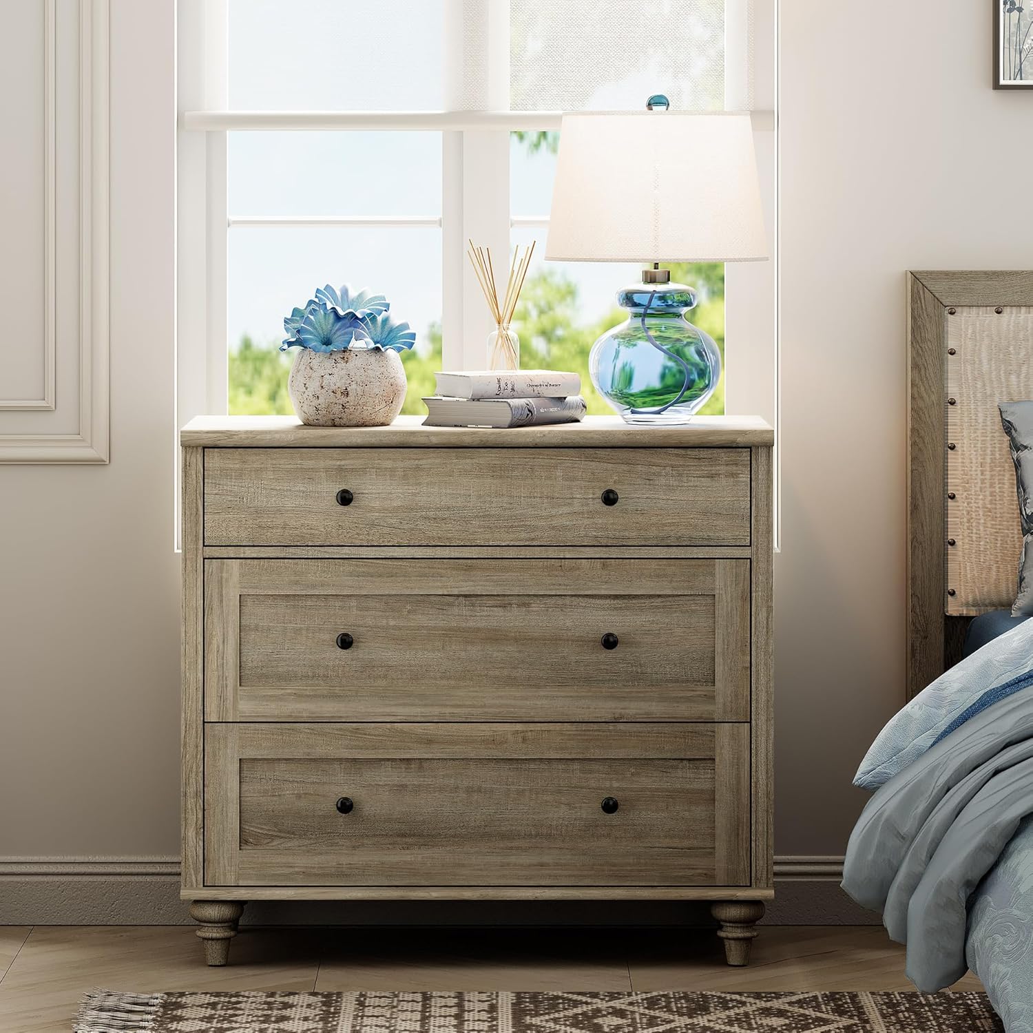 WAMPAT Baby Dresser for Bedroom with 3 Drawers, Kids Dressers with Wide Chest of Drawers, Modern
