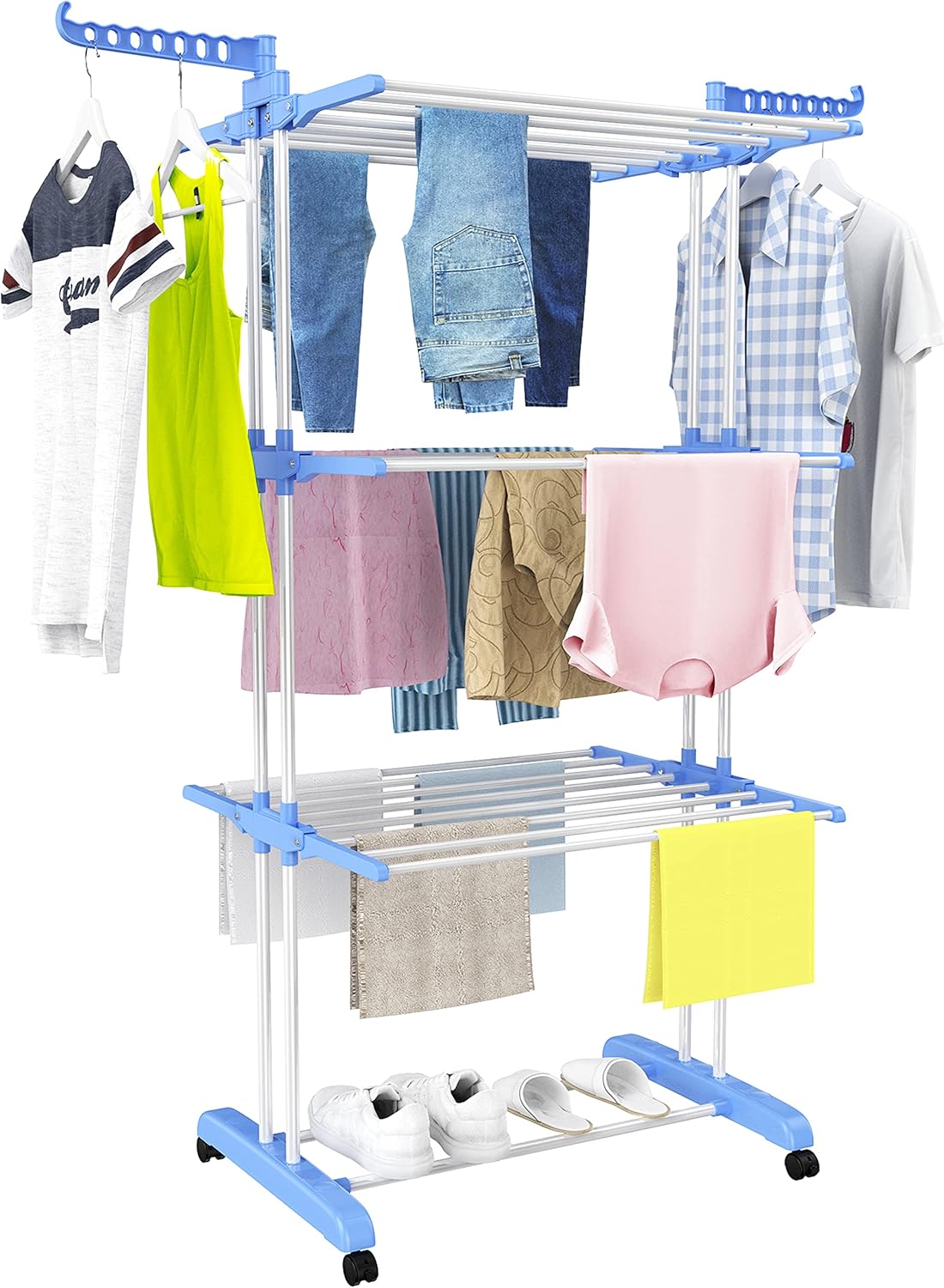 HOMIDEC Clothes Drying Rack, Large 4-Tier Foldable Drying Rack Clothing(67.7H x 19.7W x 30L