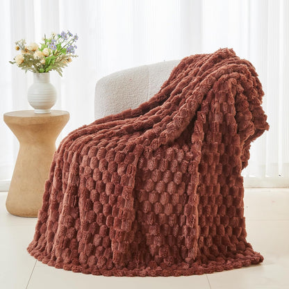 NEWCOSPLAY Super Soft Throw Blanket Coffee Premium Silky Flannel Fleece 3D Clouds Stylish Jacquard