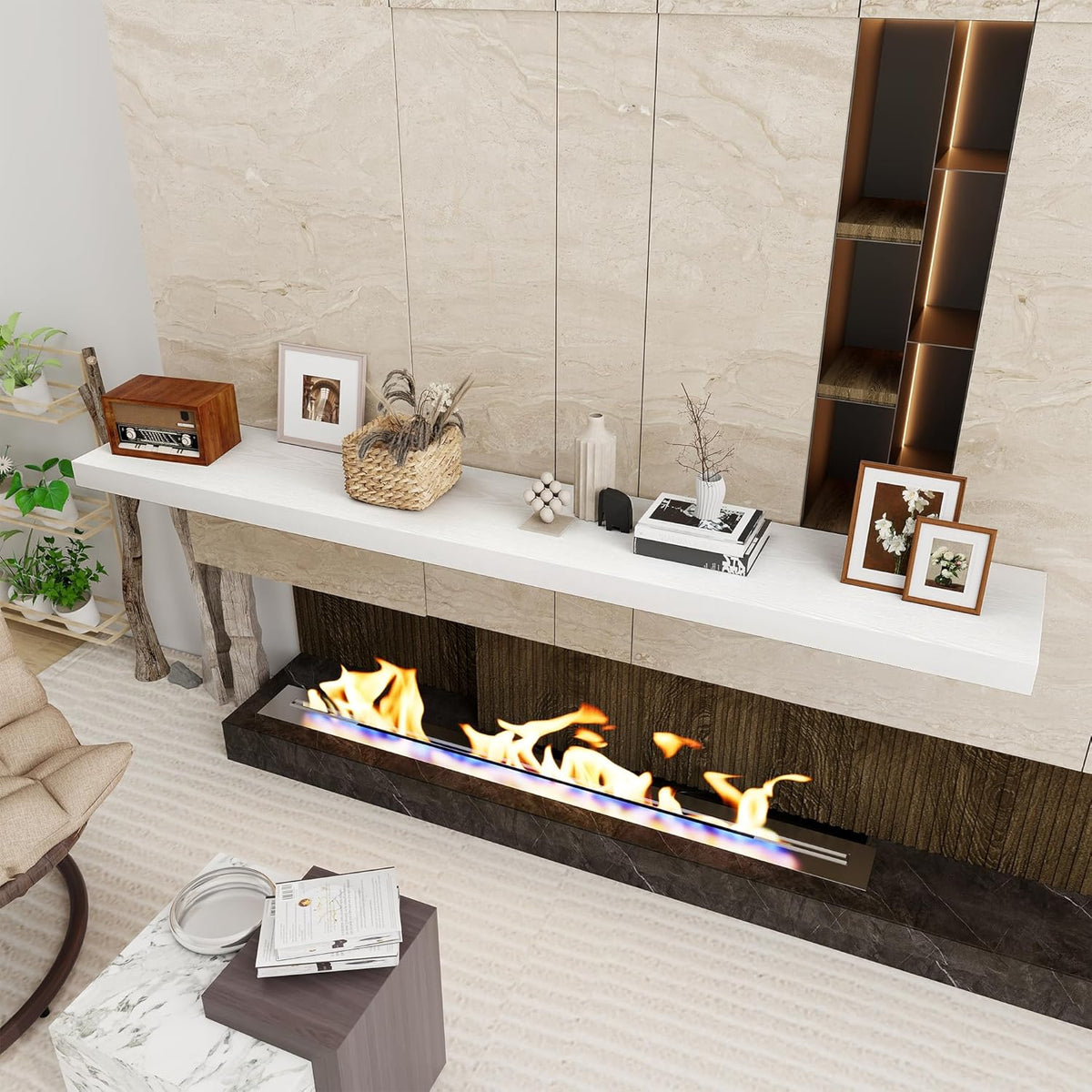 Fun Memories 72 Inch Floating Shelf, 12 Inch Deep Wall Shelf for Fireplace Mantel, Deep Storage