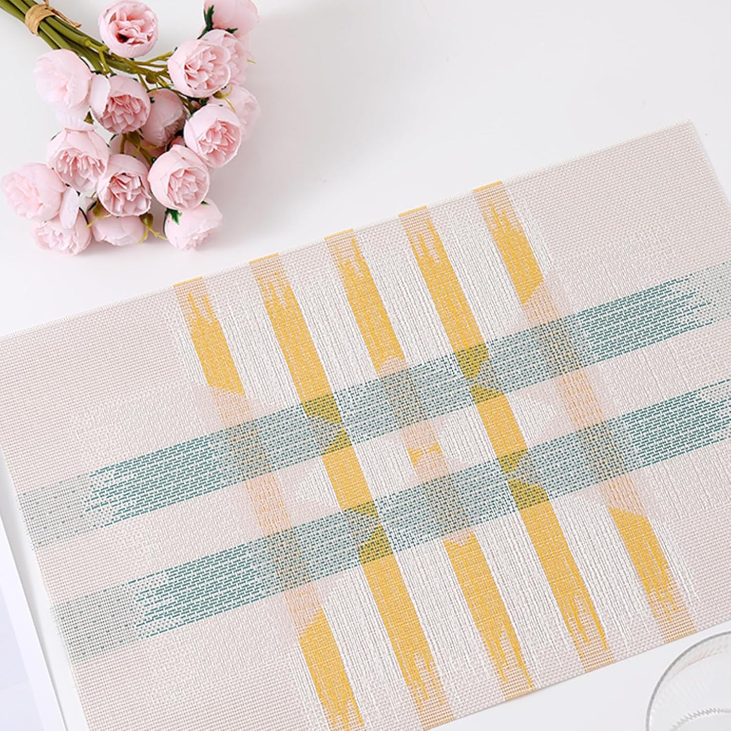 CADONO Placemats Set of 6 Washable Indoor/Outdoor Vinyl Place Mats for Dining Table Durable