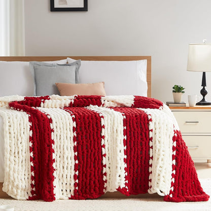 L'AGRATY Chunky Knit Blanket Throw - Soft Chunky Throw Blanket 60x80: 100% Hand Kintted Chenile