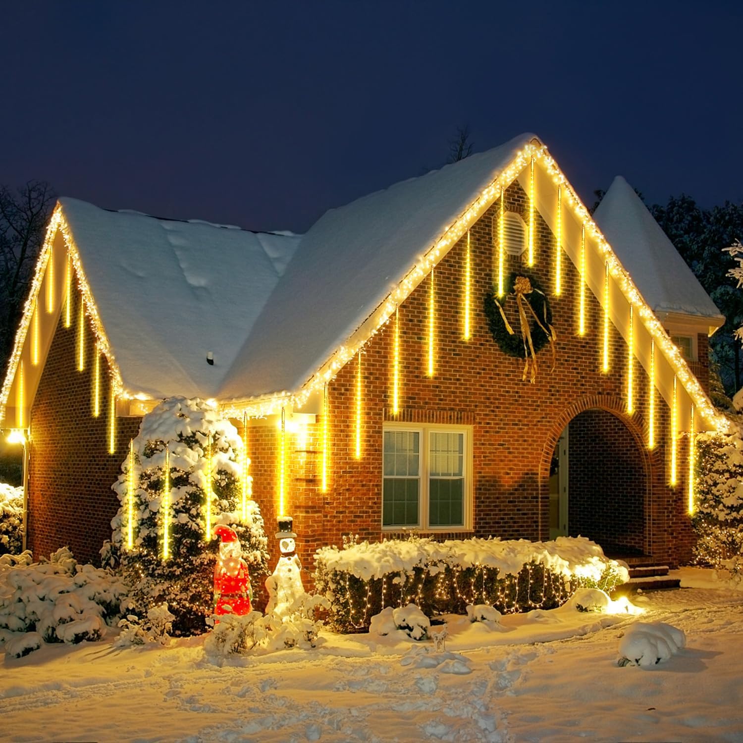 2 Pack Christmas Meteor Shower Rain Lights 12inch, 20 Tube 480 LEDs Icicle Outdoor Raindrop for