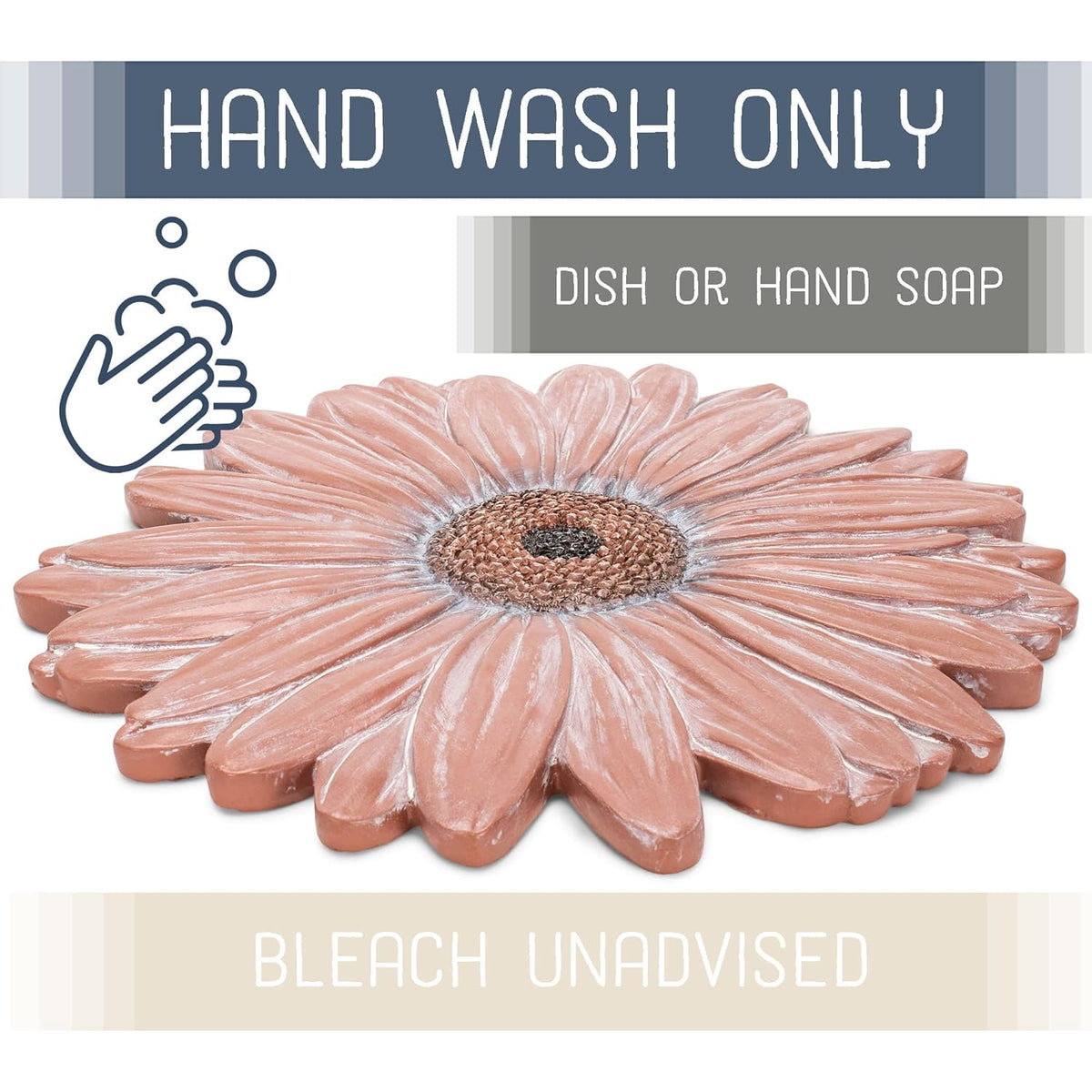 NAT & Jules Gerbera Daisy Flower Shaped Dimensional Indoor Outdoor 12 inch Cast Resin Decorative
