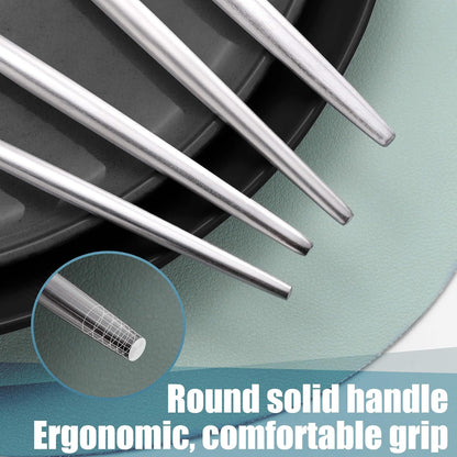 Matte Silverware Set for 6,Modern Stainless Steel Brushed Cutlery Set,30-Pieces Heavy Duty Flatware