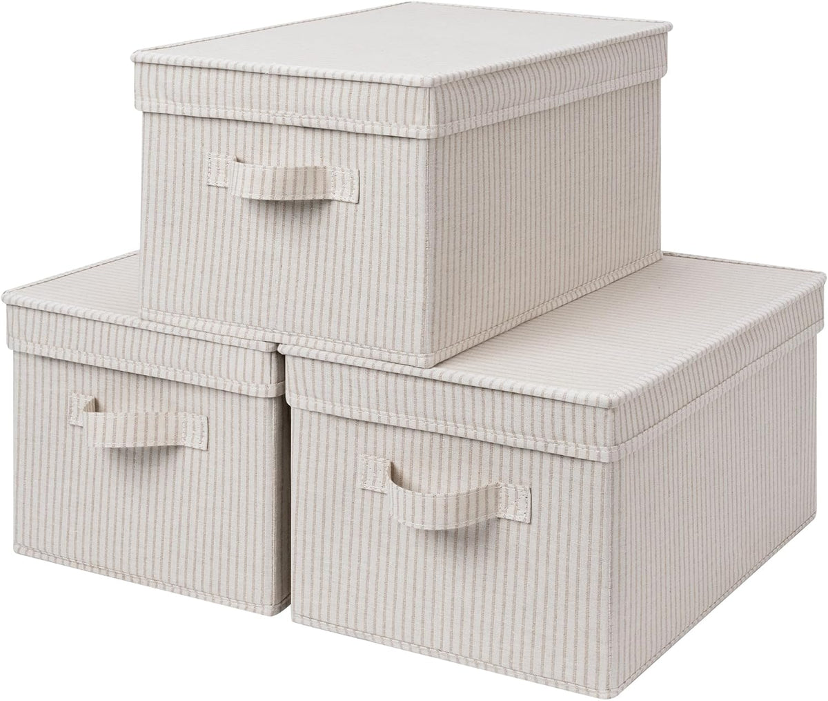 StorageWorks Large Storage Bins with Lids, Decorative Storage Boxes with Lid and Handles, Foldable