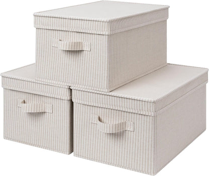 StorageWorks Large Storage Bins with Lids, Decorative Storage Boxes with Lid and Handles, Foldable