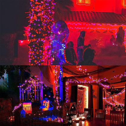 WATERGLIDE 2 Pack 50 LED Outdoor Halloween Lights, 16 FT Mini String Light with 8 Modes, Waterproof