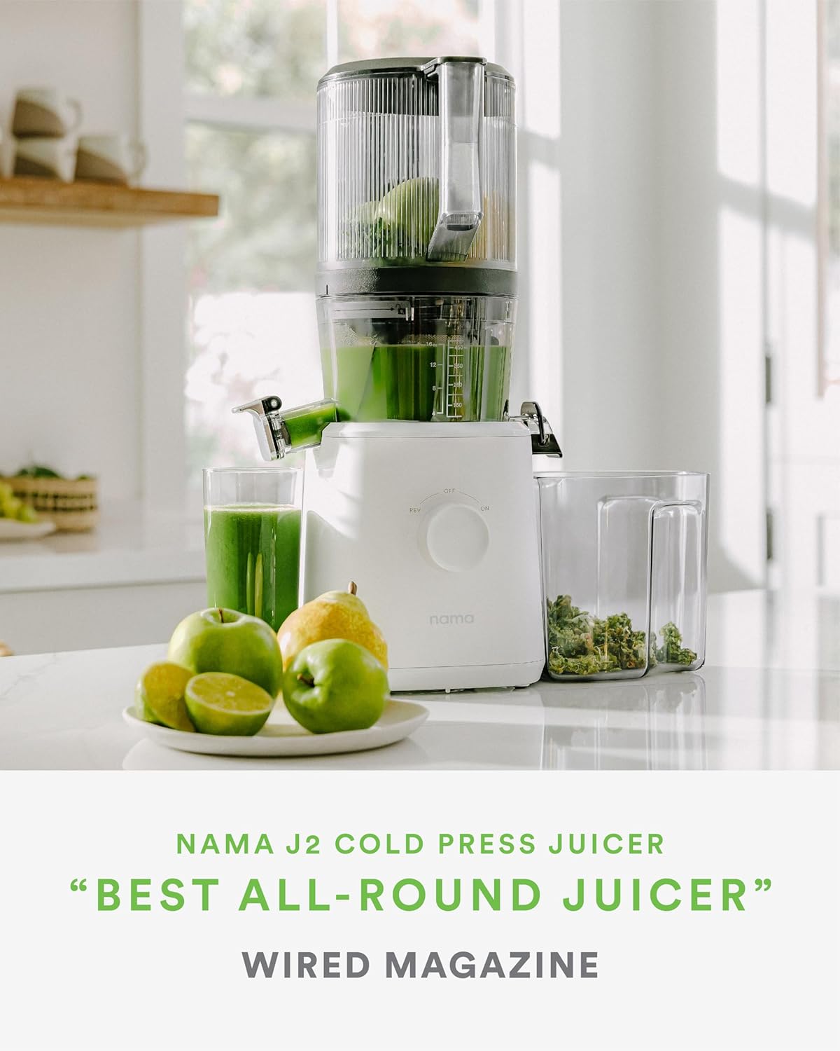 Nama J2 Cold Press Juicer – Self Feeding for Hands-Free Operation with Wide Mouth Hopper for Whole