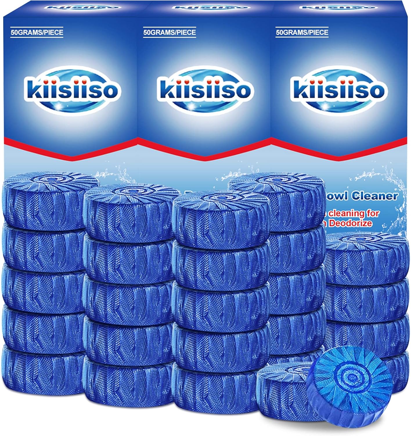 KIISIISO Automatic Toilet Bowl Cleaner Tablets，Bathroom Toilet Tank Cleaner，Blue Clean
