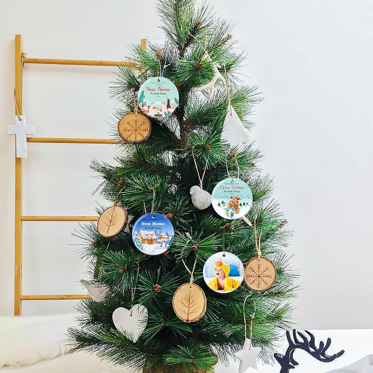 Personalized First Christmas in Our New Home Hanging Ornament 2025, Ceramic Custom Christmas Photo