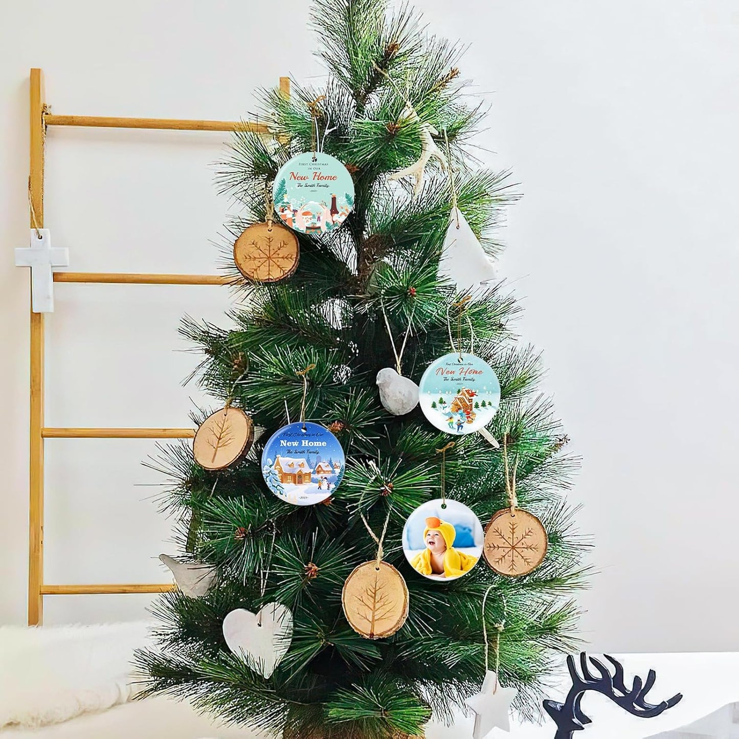 Personalized First Christmas in Our New Home Hanging Ornament 2025, Ceramic Custom Photo Ornament