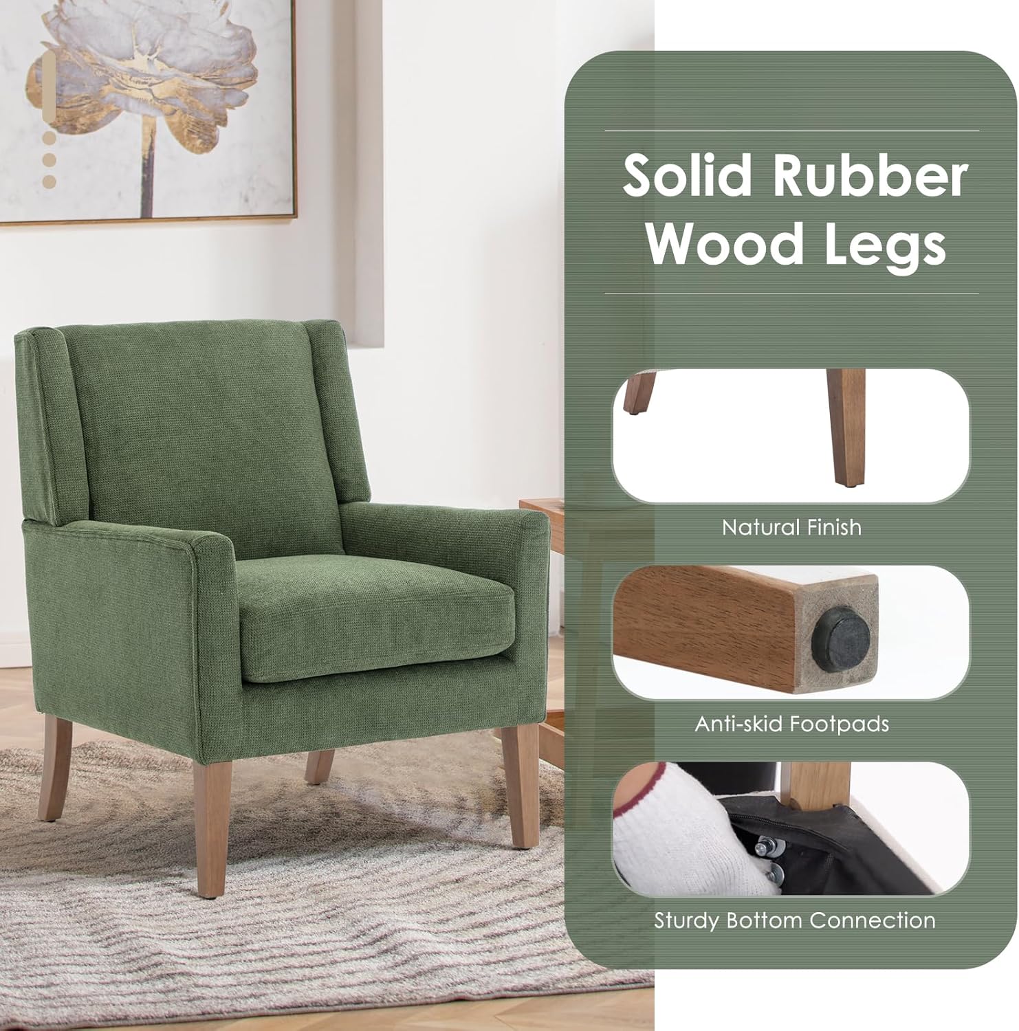 COLAMY Modern Wingback Living Room Chair, Upholstered Fabric Accent Armchair, Single Sofa Chair
