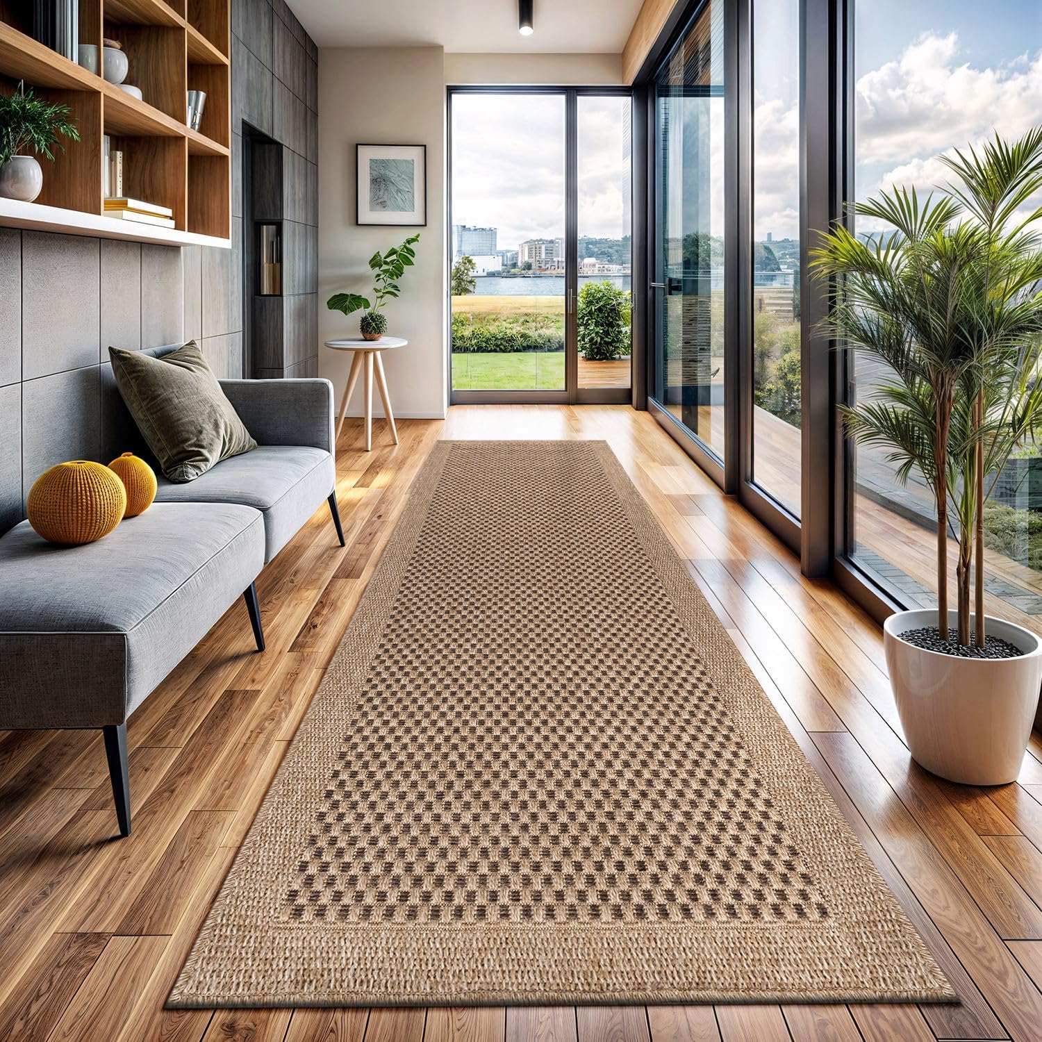 CAMILSON Indoor and Outdoor Runner Rug Natural Sisal Boho Woven Design Easy-Cleaning Non Shedding