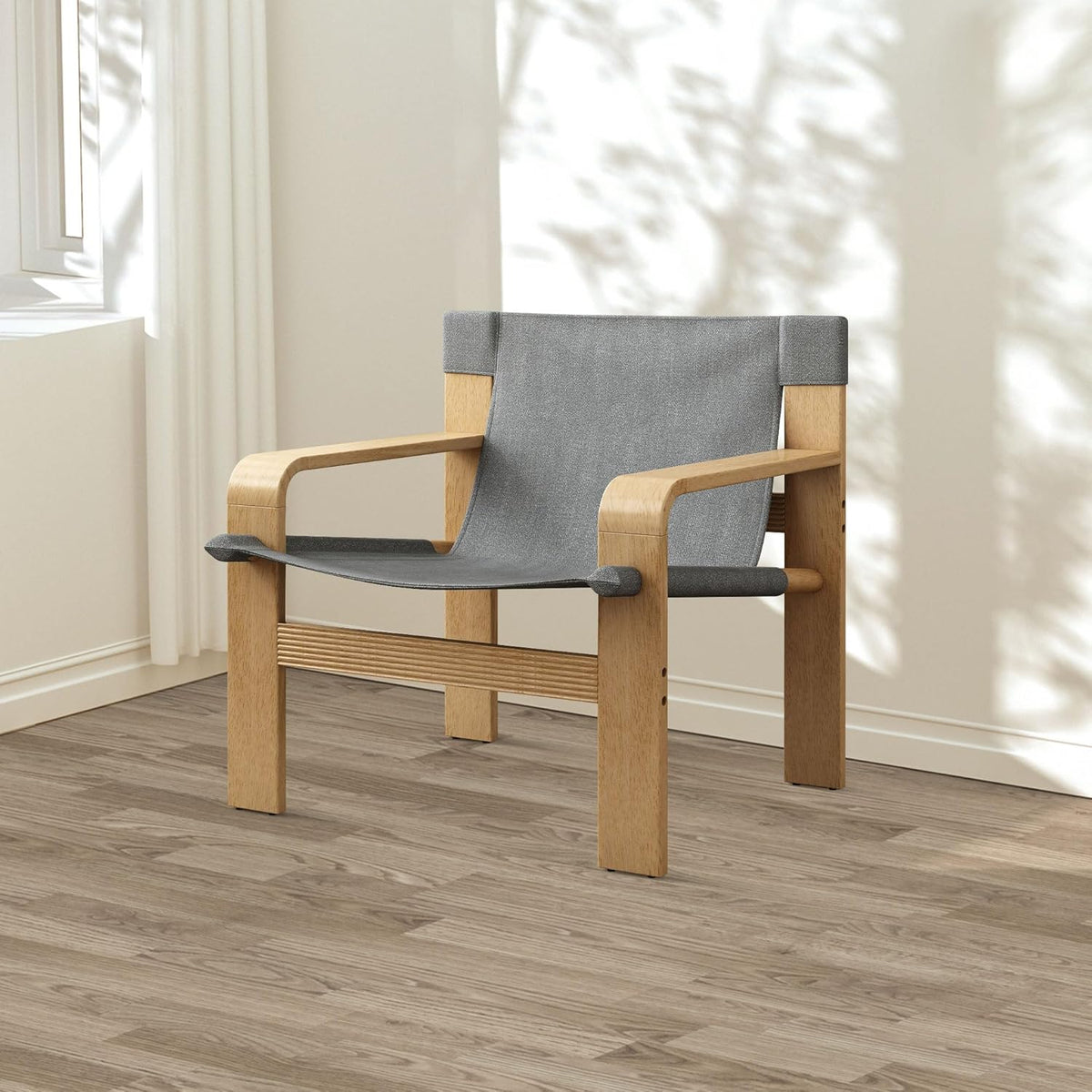 Mid-Century Accent Chair with Wide Armrest & Solid Wood Frame, Detachable and Washable Armchair