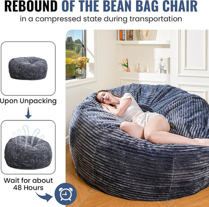 Large Bean Bag Chair, 5FT Giant Beanbag Chairs with Memory Foam Filled, Bean Bag Chairs for Adults