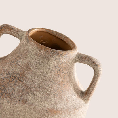 Mitt&Ditt Ceramic Flower Vase with Handles, 8 inch Tall Off-White Vase, Decorative Terracotta