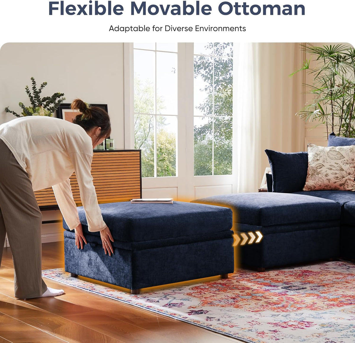 136.4" Oversized Modular Sectional Sofa, L Shaped Convertible Couch with Movable Ottoman, Large 7
