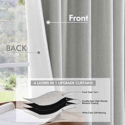 MIULEE 100% Blackout Curtains 102 Inch Long 2 Panels Set for Bedroom, Thick Faux Linen Black Out